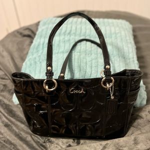 Coach black patent leather tote/purse